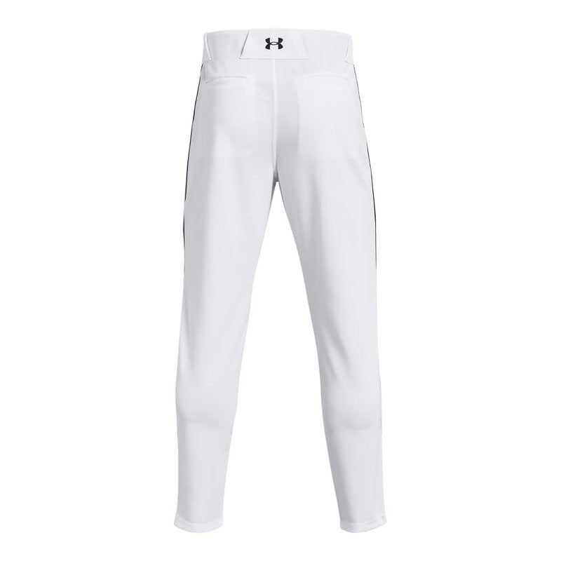 Under Armour Men's Utility Baseball Straight Leg Pant Pipe 22, (100) White/Black/Black, Large