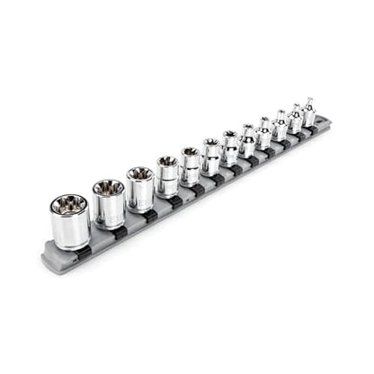 TEKTON 3/8 Inch Drive External Star Socket Set with Rail, 12-Piece (E4-E20) | SHD91117