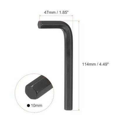 HARFINGTON Hex Key Wrench 10mm L-Shape Hexagon Metric Wrenches Chrome Vanadium Steel Repairing Tool for Home Repair, Black