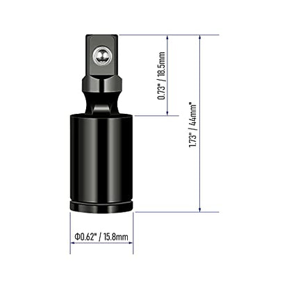 1/4" Universal Joint Swivel Socket Adapter, Black Impact Socket Extension, CR-V Steel, 2PCS