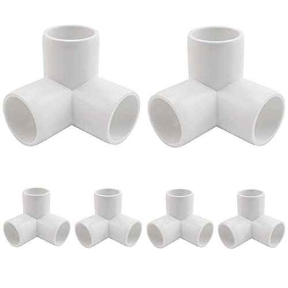 1-1/4 Inch 3 Way PVC Fitting Furniture Grade Pipe Corner Elbow for Greenhouse Shed/Tent Connection/Garden Support Structure/Storage Frame [Pack of 6]