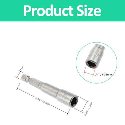 10 Pcs Hex Magnetic Power Hex 1/4 Inch, Drill Bit Nut Driver Magnetic Extension Socket, Quick Change Socket Nut Impact Driver for Electric Drill Power Tools