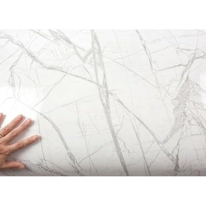 ROSEROSA Peel and Stick Glossy Faux Marble Self-Adhesive Wallpaper Door Wrap Countertop Mirror Moulding Trim PGS4137