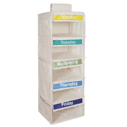 Weekly Clothes Organizer for Kids-Day of The Week Clothes Organizer for Kids-Kids Daily Clothes Organizer-Monday Friday Clothes Organizer-Kids Closet Organizer (Warm white)