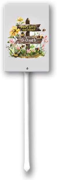 Uptell Honeybees Hard At Work Do Not Disturb Yard Signs with Stakes Aluminum Sign for House/Front Door and Business Outdoor Decoration 7x8.8 Inch