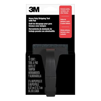3M Heavy Duty Stripping Pad With Handle, 3-3/8 in x 5 in, Removes Paint, Varnish & Other Finishes, #3 Coarse, Synthetic Material Does Not Rust, Splinter Or Shred Like Steel Wool (10110NA)