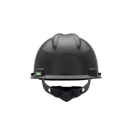 MSA 492559 V-Gard Cap Style Safety Hard Hat With Fas-Trac III Ratchet Suspension | Polyethylene Shell, Superior Impact Protection, Self Adjusting Crown Straps - Standard Size in Black