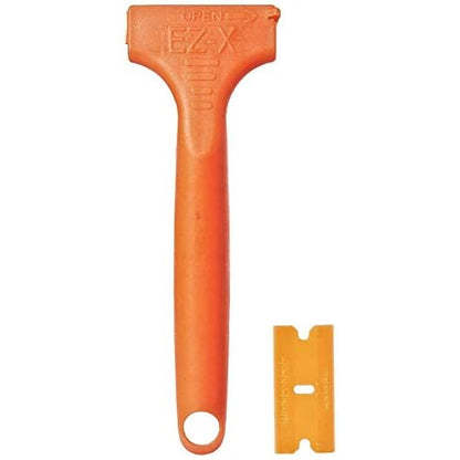 10 Plastic Double Edged Razor Blades and EZ X Razor Scraper Pat. Pending