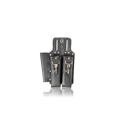 LAUTUS Leather Tool Holder with 3 Pockets for Pliers, Folding Rule, Screwdriver and Knife Snap, Fits Belts up to 2-Inch Wide