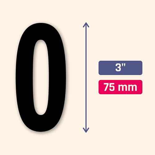 200 Pieces, 3" - Number Stickers, Waterproof Vinyl Stick On Numbers - Black