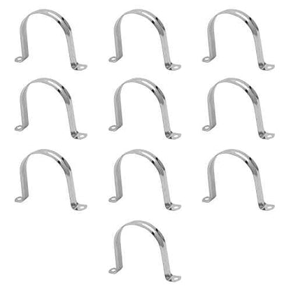 Waziaqoc 10PCS M100 Pipe Strap Clamp, 4 Inch Stainless Steel U Bracket, 2 Hole Hose Hanger, Rigid Pipe Hanger Tube Strap Tension Clips for Dust Collection Hose and Pipe, Rubbe Hoses, Plastic Gas Pipes