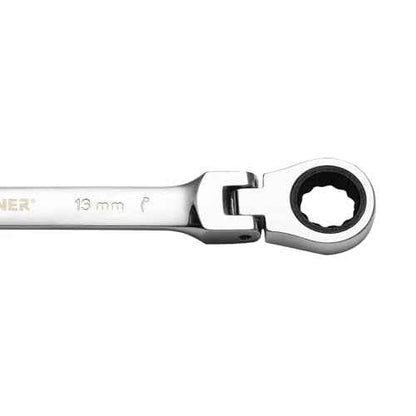 MAXPOWER 13mm Flexible Gear Wrench, Industrial Grade Ratchet Combination Spanner, Forged Heat-Treated Cr-V Steel 12 Point Flex-Head, Metric