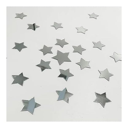 20Pcs Silver Stars Acrylic Mirror Wall Stickers 3 Sizes Stars Stickers with Adhesive Art Decal 3D Wall Decorations for Women and Man Bedroom Home DIY Decor Stickers