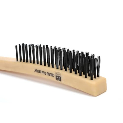 14¡° Plastic Handle Wire Brush Set (562301) ? 2 Pack 3 Row Scratch Brush Premium Carbon Steel Bristles, Durable, Paint Removal, Rust Removal, Scrubbing, Deep Cleaning, and Detailing