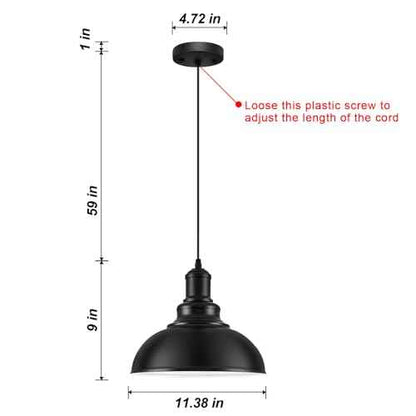 2PCS Matte Black Pendant Lights, Farmhouse Pendant Lamp with Metal Shade (White Inside), Industrial Pendant Lighting for Kitchen Island, Dining Room, Bedroom, Hallway