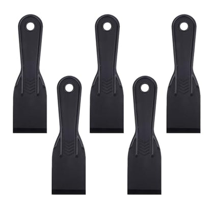 5 Pcs Plastic Putty Knife, 2 Inch Black Plastic Putty Knife Scraper Flexible Plastic Knives Putty Knife Set for Taping Drywall Wall Painting Plastic Scraper For Spackling Patching Flexible Putty Knife