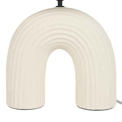 Nourison Home 21" Off White Textured Arch Table Lamp for Bedroom, Living Room, Console, Entryway