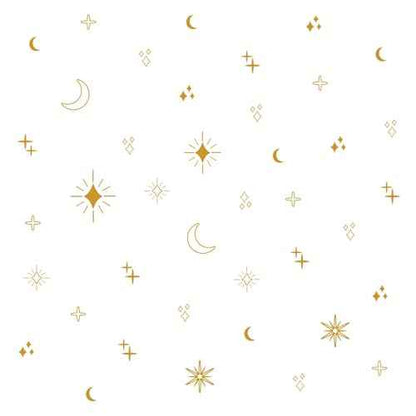 Large Gold Star Moon and Sun Wall Decal, Vinyl Starburst Wall Stickers Decor, Boho Wall Decals Peel and Stick for Kids Bedroom Home Nursery Classroom Decoration