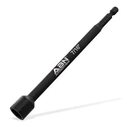 ABN 7/16 IN Impact Nut Driver Tool - SAE 6 IN Long Shank Nut Driver Bits Magnetic Tip Sockets, 1/4 IN Hex Shank