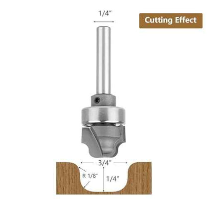 SpeTool Juice Groove Router Bits with Bearing 1/8" Radius 1/4" Shank, Bowl and Tray Router Bit for Crafting Drainage Grooves, Decorative Edges and Custom Woodworking Projects