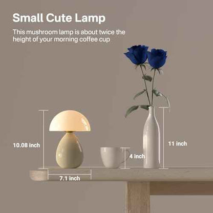 Mushroom Lamp Table Lamp for Bedroom,Desk Lamp Bedside Small Lamps for Living Room Night Stands,Table Lamps Cute Modern Mid Century Lamps,Unique Ice Crackle Ceramic Living Room Decor(Cream)