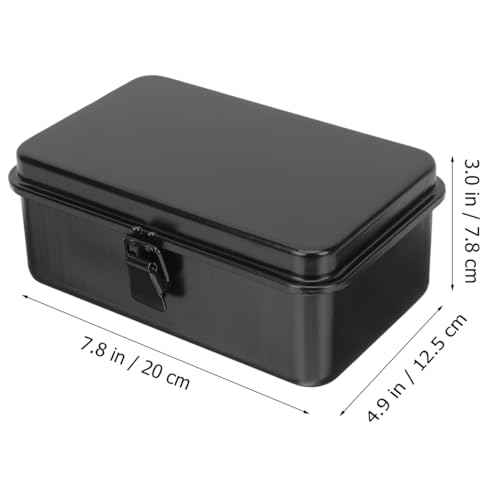 Tofficu Small Metal Toolbox with Lock Portable Iron Tool Storage Organizer for Home Garage Workshop Rust-Resistant Durable Tool Box for Screwdrivers and Small Parts
