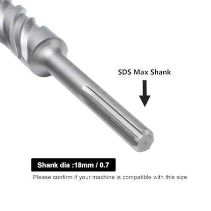 1-1/2 x 18 inch SDS Max Rotary Hammer Drill Bit, 38mm x 460mm Carbide Tip Masonry Drill Bit,Concrete Drill Bit for Masonry, Brick, Stone, Concrete (Length :460mm / 18 inch, 38mm (1-1/2 in) Diameter)