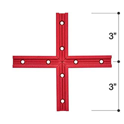 T Track 3" Intersection Kit with Wood Screws-Double Cut Profile Universal T-Track with Predrilled Mounting Holes - Woodworking-Fine Sandblast Anodized-Red Color-4PK