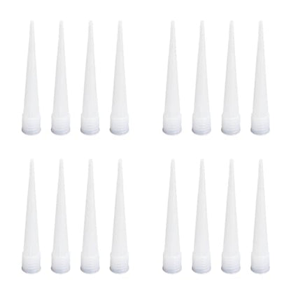 Caulking Nozzle for Caulk Gun, Reusable Silicone Caulk Nozzle Applicator Durable Epoxy Piston Caulk Nozzle (White-16 pieces)