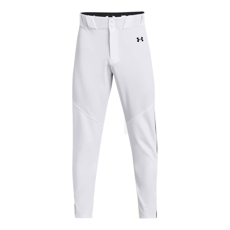 Under Armour Men's Utility Baseball Straight Leg Pant Pipe 22, (100) White/Black/Black, Large