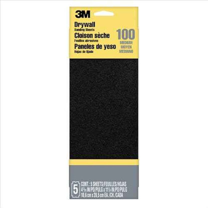 3M Drywall Sanding Sheets, Medium-Grit, 4.1875 in x 11.25 in, 5-Sheets (9092DCNA)