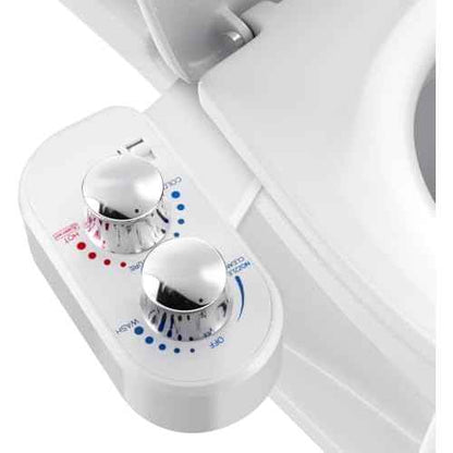Bidet Attachment for Toilet Warm Water, Hot and Cold & Pressure Adjustable, Dual Nozzle, Self-Cleaning, Non-Electric Heated Ultra-Slim Toilet Bidet, Rear and Female Wash (White)