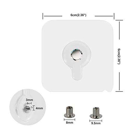 OOTSR 12-Set Adhesive Screws Stickers for Picture Frame, Wall Mount Hanging Nails Straight Hooks for Kitchen Shower Room Tile Wall, No-Trace Transparent Sticker, Detachable and Removable