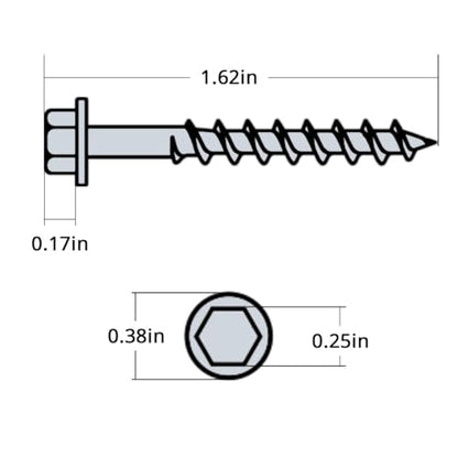 Connector Screws, #9 x 1-1/2" Heavy-Duty Joist Hanger Screws, 1/4" Hex Head with 0.37"-Dia, Prem-Galvanized, Resists Wear and Corrosion-Resistant, Replace sd9112R500 and 10D Nail, 500-Qty.