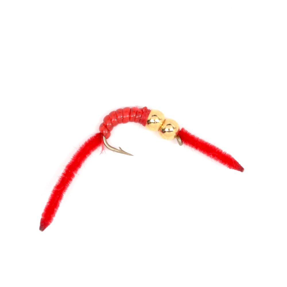 The Fly Fishing Place San Juan Worm Trout Fly Assortment, 12 Wet Nymph Flies, Hook Size 10, 4 Patterns