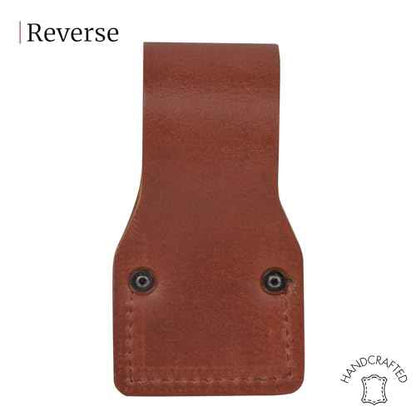 FESA Leather Tape Measure Holder for Belt with Steel Clip & Reinforced Heavy Duty Rivets - Leather Drill Holder for Tool Belts up to 3" Wide - Handcrafted