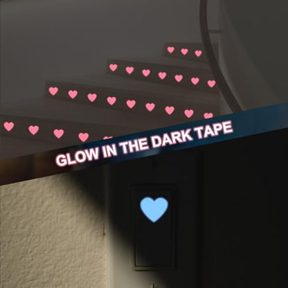 PATIKIL 84 Pcs Glow in The Dark Heart Stickers, Adhesive Glow Heart Sticker Glow in The Dark Wall Decals Luminous Decor for Room Ceiling Decoration Party Birthday, Pink