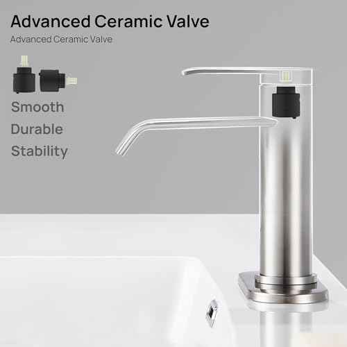 GAGALIFE Bathroom Faucet 1 Hole, Brushed Nickel Bathroom Sink Faucet with Metal Pop-up Drain Supply Lines and Deck, Modern Waterfall Bathroom Faucets Single Handle, JJL-MP-7001BN