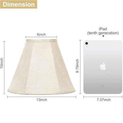 Lamp Shades Set of 2, Champagne Beige Bell Lamp Shades 6" x 13" x 10"High, Medium Shade Replacement Fabric Natural Linen Hand Crafted(Spider Fitter), Harp Holders Included, Easy Assembly Required