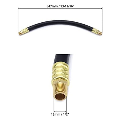 QWORK Air Compressor Hose, 3/8" X 15" Air Hose, 300 PSI Max Working Pressure, 1/4" Male NPT To 1/4" Male NPT Connections, 2 Pack