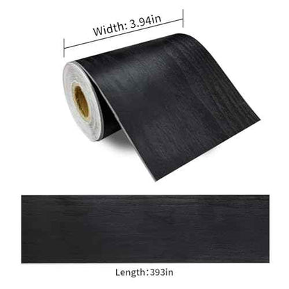 seonta Black Mirror Border Peel and Stick 4inch x 32.8ft Wood Grain Repair Tape Self Adhesive Removable Repair Wallpaper Frame for Tables, Chairs, Doors, Windows, Floors