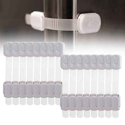 Inaya 16-Pack Child Proof Locks for Cabinet Doors, Drawers, Fridge, Toilet Seat, Dishwasher, Trash Can, Cupboard - 3M Adhesive - No Drilling - Baby Proofing Cabinet Locks