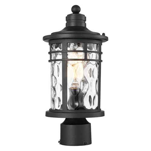 Darkaway Outdoor Post Lights Lamp Posts Outdoor Lighting, Aluminum Post Lights Outdoor Light Fixtures with Water Ripple Glass, Pole Light for Outside Patio Yard Garden