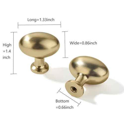 khtumeware 30 Pack 1-3/8 inch(35mm Brushed Brass Cabinet Knobs Dresser Knobs Satin Brass Oval Drawer Knobs Kitchen Cabinet Hardware Zinc Knobs for Dresser Drawers