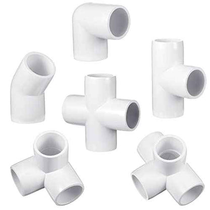 Xuniea 42 Pieces 1 Inch PVC Pipe Fittings Elbow Set Tent Connection Tee Heavy Duty PVC Elbow Fittings for Greenhouse Shed Pipe, Furniture Build and More