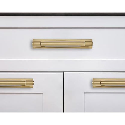 khtumeware 5 Pack 8 Inch(203 mm) Center to Center Brushed Gold Cabinet Pull Backplate with Base Plate Zinc Brushed Brass Kitchen Cabinet Handles Drawer Pulls Cabinet Hardware