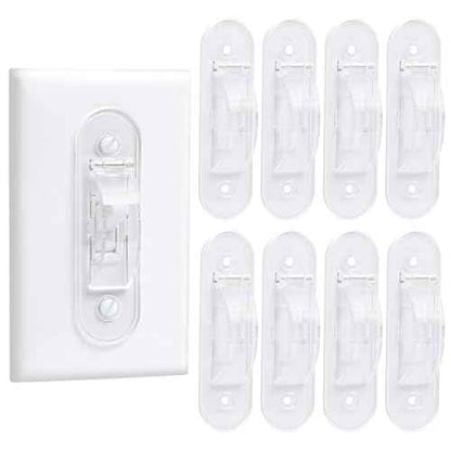 Wall Switch Guard, Childproof Light Switch Cover Guard | Toggle Style | Light Switch Protection | Lock Toggle Switch in On or Off Position | 8 Pack, Clear