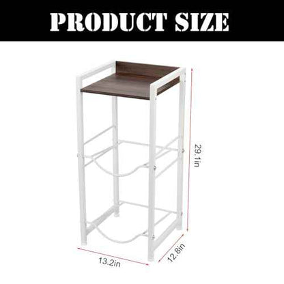 5 Gallon Water Bottle Holder with Walnut Storage Shelve, 3 Tier Water Jug Holder Water Storage Rack, Detachable Water Bottle Dispenser Stand Organizer for Office Kitchen Living Room, White