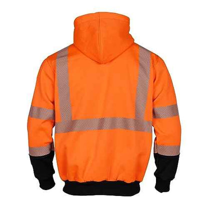 VENDACE High Visibility ANSI Class 3 Reflective Safety Fleece Sweatshirt Hoodie for Men Hi Vis Hoodies Zipper Jacket