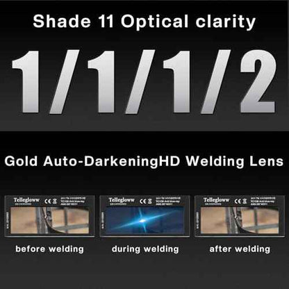 (Shade 11) 3 Set 2" x 4 1/4" Gold Auto Darkening Welding Lens 2x4 1/4, Solar Energy Welding Lens, 2x4 1/4 Replacement for Standard Hoods and Helmets